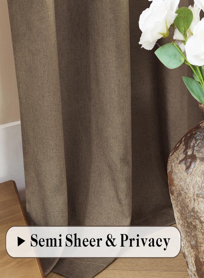 DONREN Natural Linen Blended Curtains - Back Tab Window Treatments Panels Drapes for Living Room/Bedroom, Light Filtering Semi Sheer (Set of 2, 50" x 84", Brown) - Image 5